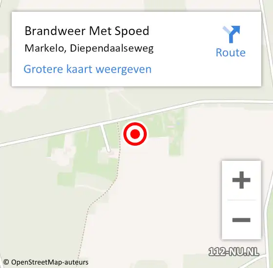 Locatie op kaart van de 112 melding: Brandweer Met Spoed Naar Markelo, Diependaalseweg op 1 december 2021 08:40