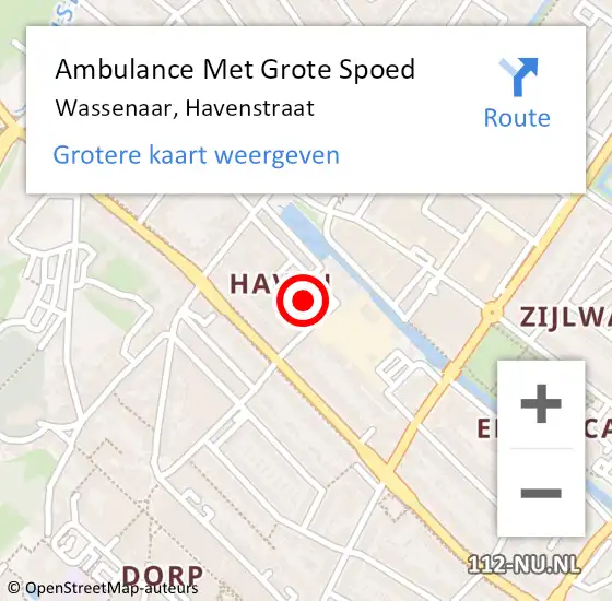 Locatie op kaart van de 112 melding: Ambulance Met Grote Spoed Naar Wassenaar, Havenstraat op 1 december 2021 08:46