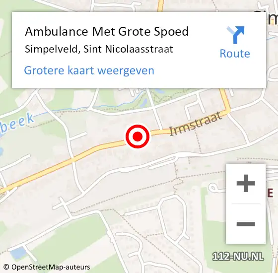 Locatie op kaart van de 112 melding: Ambulance Met Grote Spoed Naar Simpelveld, Sint Nicolaasstraat op 1 juli 2014 00:11