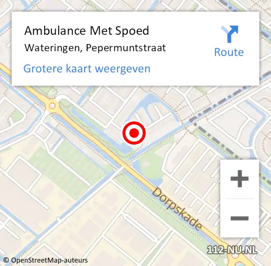 Locatie op kaart van de 112 melding: Ambulance Met Spoed Naar Wateringen, Pepermuntstraat op 1 december 2021 09:07