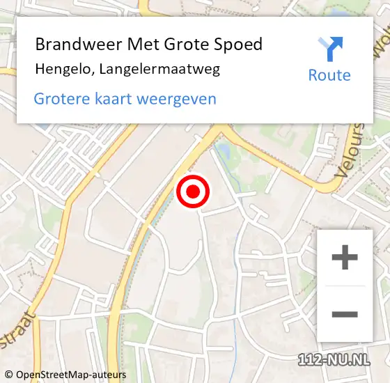 Locatie op kaart van de 112 melding: Brandweer Met Grote Spoed Naar Hengelo, Langelermaatweg op 1 december 2021 09:10