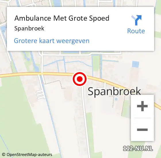 Locatie op kaart van de 112 melding: Ambulance Met Grote Spoed Naar Spanbroek op 1 december 2021 09:13