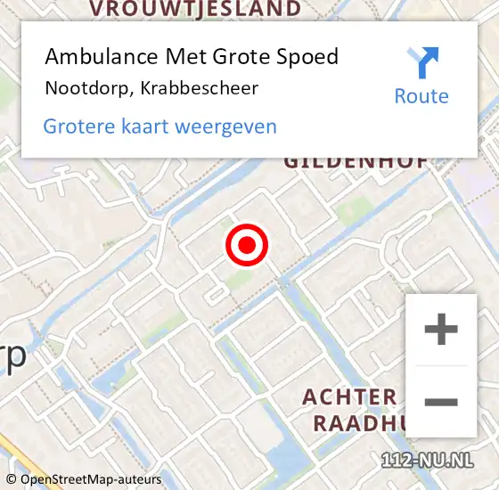 Locatie op kaart van de 112 melding: Ambulance Met Grote Spoed Naar Nootdorp, Krabbescheer op 1 december 2021 09:24