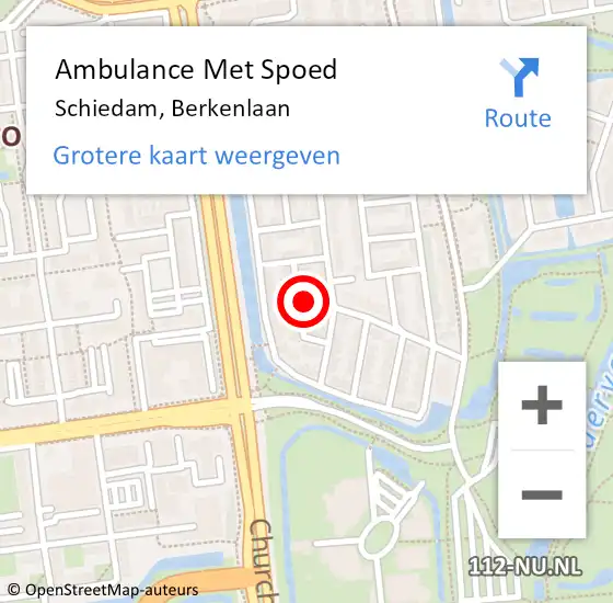 Locatie op kaart van de 112 melding: Ambulance Met Spoed Naar Schiedam, Berkenlaan op 1 december 2021 09:25