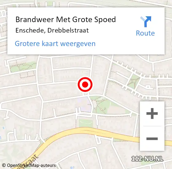 Locatie op kaart van de 112 melding: Brandweer Met Grote Spoed Naar Enschede, Drebbelstraat op 1 december 2021 09:41