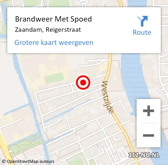 Locatie op kaart van de 112 melding: Brandweer Met Spoed Naar Zaandam, Reigerstraat op 1 december 2021 09:50