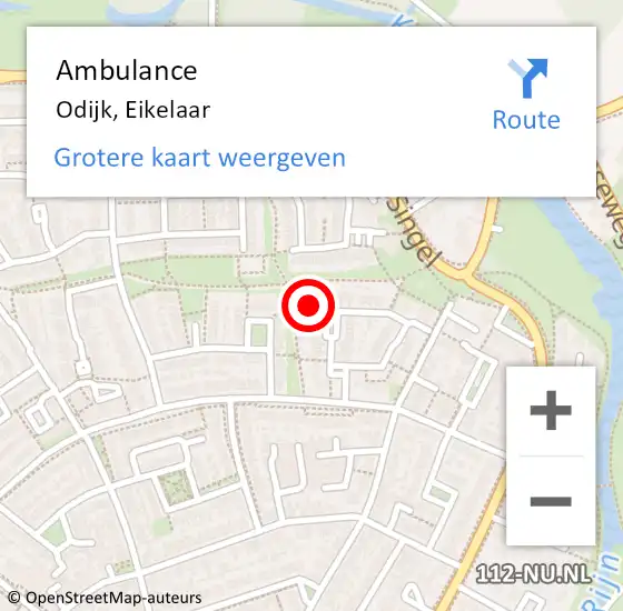 Locatie op kaart van de 112 melding: Ambulance Odijk, Eikelaar op 1 juli 2014 00:23