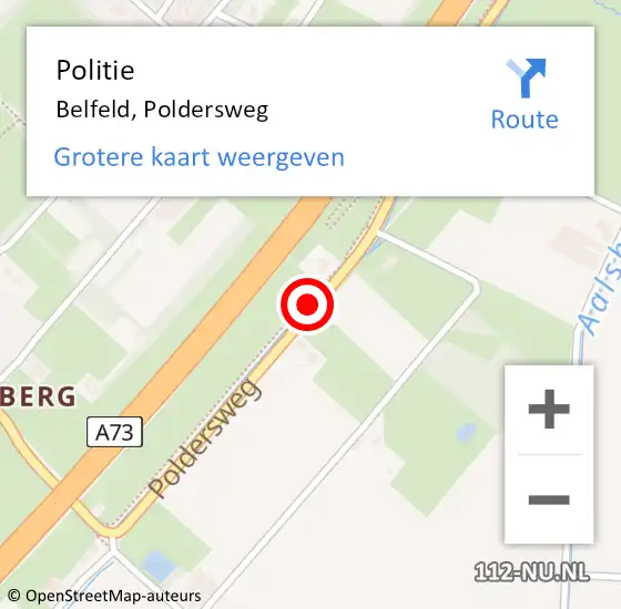 Locatie op kaart van de 112 melding: Politie Belfeld, Poldersweg op 1 december 2021 09:52