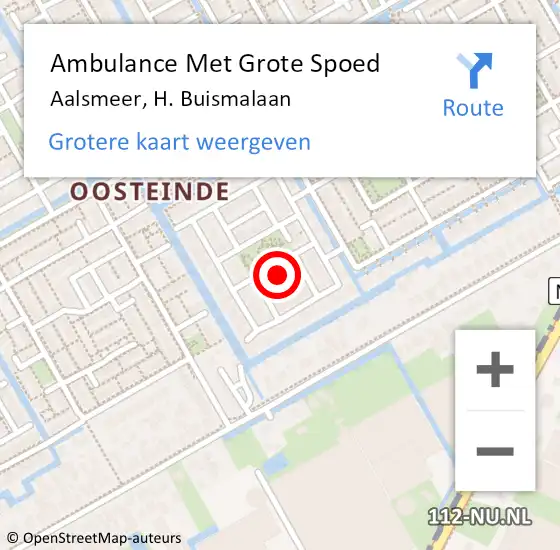 Locatie op kaart van de 112 melding: Ambulance Met Grote Spoed Naar Aalsmeer, H. Buismalaan op 1 december 2021 09:59