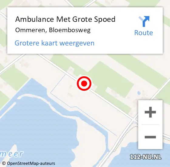 Locatie op kaart van de 112 melding: Ambulance Met Grote Spoed Naar Ommeren, Bloembosweg op 1 december 2021 10:00