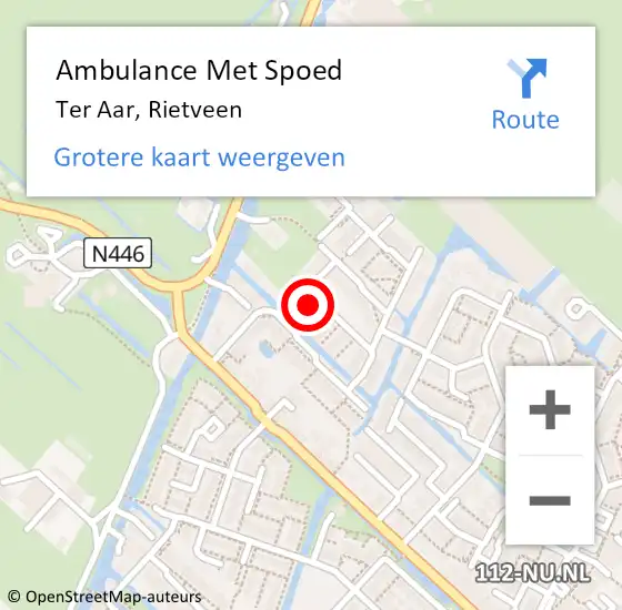 Locatie op kaart van de 112 melding: Ambulance Met Spoed Naar Ter Aar, Rietveen op 1 juli 2014 00:30