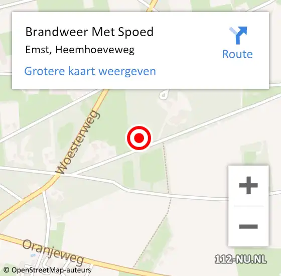 Locatie op kaart van de 112 melding: Brandweer Met Spoed Naar Emst, Heemhoeveweg op 1 december 2021 10:26