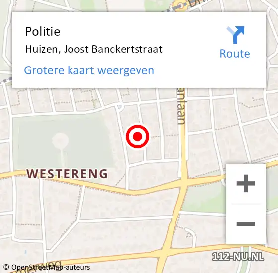 Locatie op kaart van de 112 melding: Politie Huizen, Joost Banckertstraat op 1 december 2021 10:37