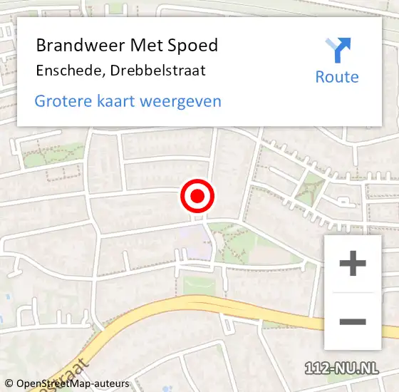 Locatie op kaart van de 112 melding: Brandweer Met Spoed Naar Enschede, Drebbelstraat op 1 december 2021 10:39