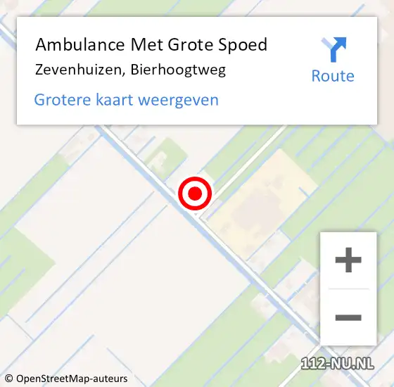 Locatie op kaart van de 112 melding: Ambulance Met Grote Spoed Naar Zevenhuizen, Bierhoogtweg op 1 december 2021 10:58