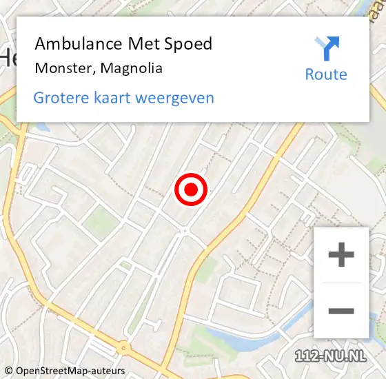 Locatie op kaart van de 112 melding: Ambulance Met Spoed Naar Monster, Magnolia op 1 december 2021 11:51