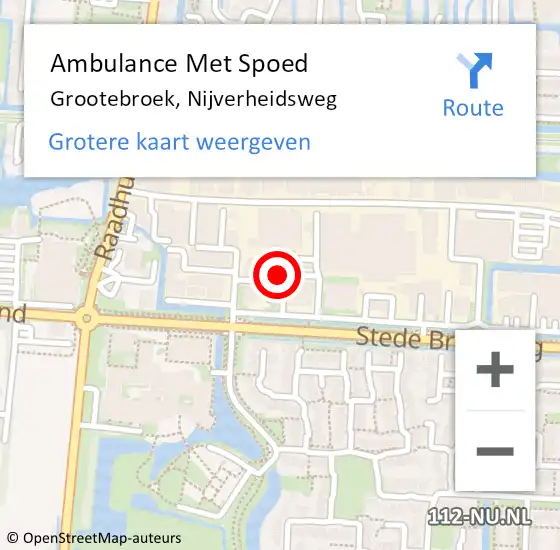 Locatie op kaart van de 112 melding: Ambulance Met Spoed Naar Grootebroek, Nijverheidsweg op 1 december 2021 11:54