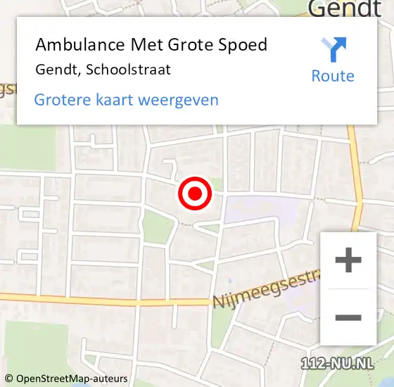 Locatie op kaart van de 112 melding: Ambulance Met Grote Spoed Naar Gendt, Schoolstraat op 1 december 2021 12:17