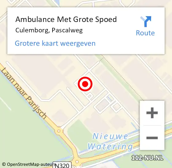 Locatie op kaart van de 112 melding: Ambulance Met Grote Spoed Naar Culemborg, Pascalweg op 1 december 2021 12:45