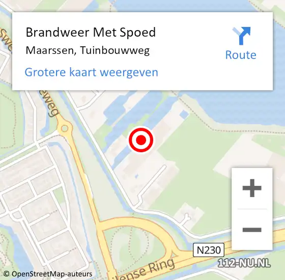 Locatie op kaart van de 112 melding: Brandweer Met Spoed Naar Maarssen, Tuinbouwweg op 1 december 2021 13:07