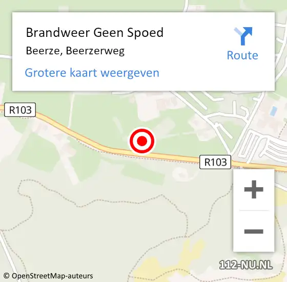 Locatie op kaart van de 112 melding: Brandweer Geen Spoed Naar Beerze, Beerzerweg op 1 december 2021 13:22