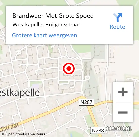 Locatie op kaart van de 112 melding: Brandweer Met Grote Spoed Naar Westkapelle, Huijgensstraat op 1 december 2021 13:24