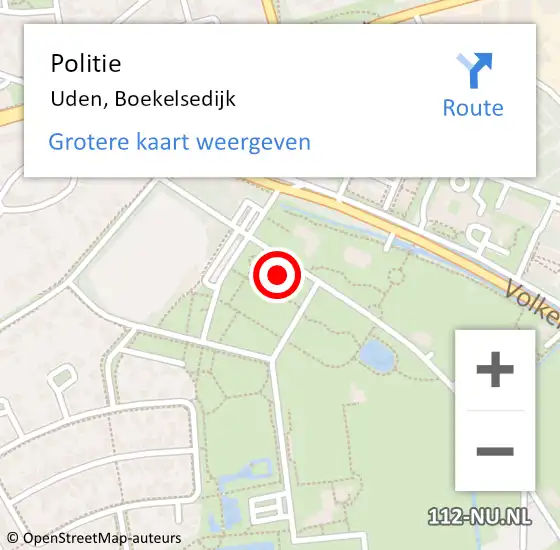 Locatie op kaart van de 112 melding: Politie Uden, Boekelsedijk op 1 december 2021 13:26