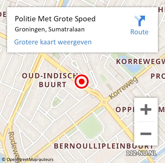 Locatie op kaart van de 112 melding: Politie Met Grote Spoed Naar Groningen, Sumatralaan op 1 december 2021 13:33