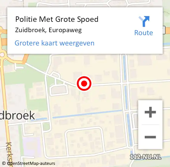 Locatie op kaart van de 112 melding: Politie Met Grote Spoed Naar Zuidbroek, Europaweg op 1 december 2021 13:37