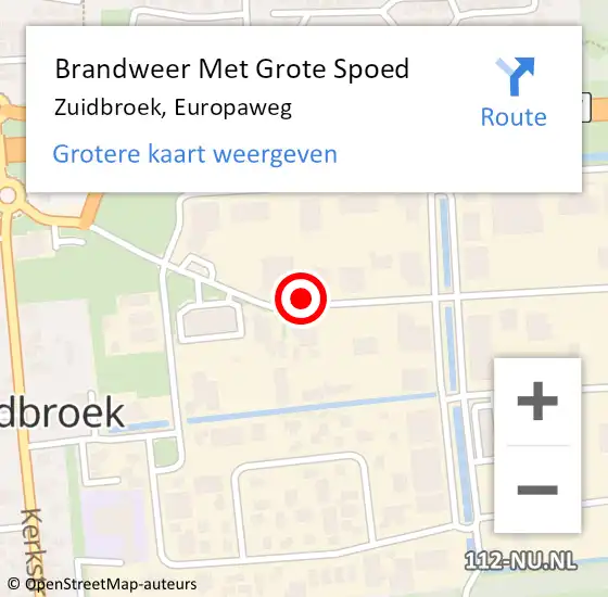 Locatie op kaart van de 112 melding: Brandweer Met Grote Spoed Naar Zuidbroek, Europaweg op 1 december 2021 13:39