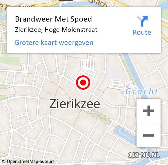 Locatie op kaart van de 112 melding: Brandweer Met Spoed Naar Zierikzee, Hoge Molenstraat op 1 december 2021 14:08