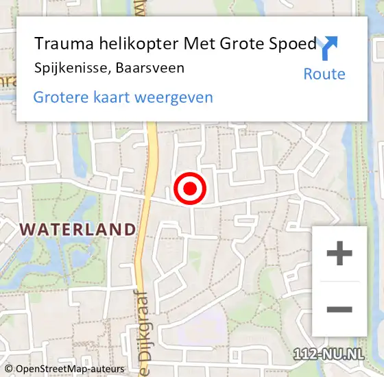 Locatie op kaart van de 112 melding: Trauma helikopter Met Grote Spoed Naar Spijkenisse, Baarsveen op 1 december 2021 14:14