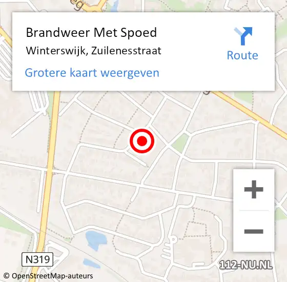 Locatie op kaart van de 112 melding: Brandweer Met Spoed Naar Winterswijk, Zuilenesstraat op 1 december 2021 14:21