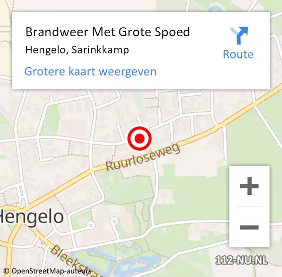 Locatie op kaart van de 112 melding: Brandweer Met Grote Spoed Naar Hengelo, Sarinkkamp op 1 december 2021 14:43