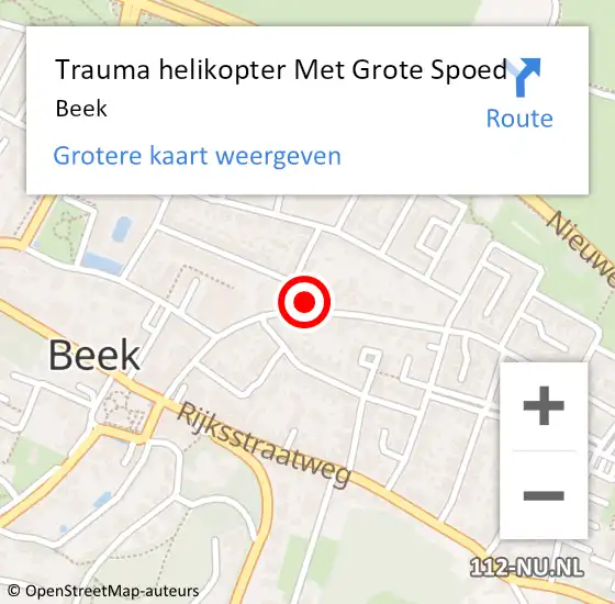 Locatie op kaart van de 112 melding: Trauma helikopter Met Grote Spoed Naar Beek op 1 december 2021 14:43