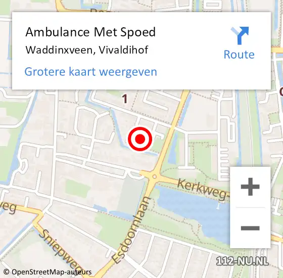 Locatie op kaart van de 112 melding: Ambulance Met Spoed Naar Waddinxveen, Vivaldihof op 1 december 2021 14:44