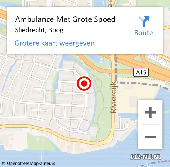 Locatie op kaart van de 112 melding: Ambulance Met Grote Spoed Naar Sliedrecht, Boog op 1 december 2021 15:02