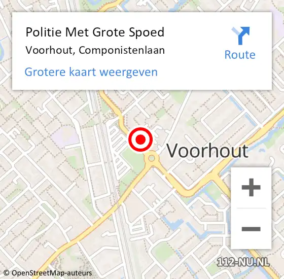 Locatie op kaart van de 112 melding: Politie Met Grote Spoed Naar Voorhout, Componistenlaan op 1 december 2021 15:31