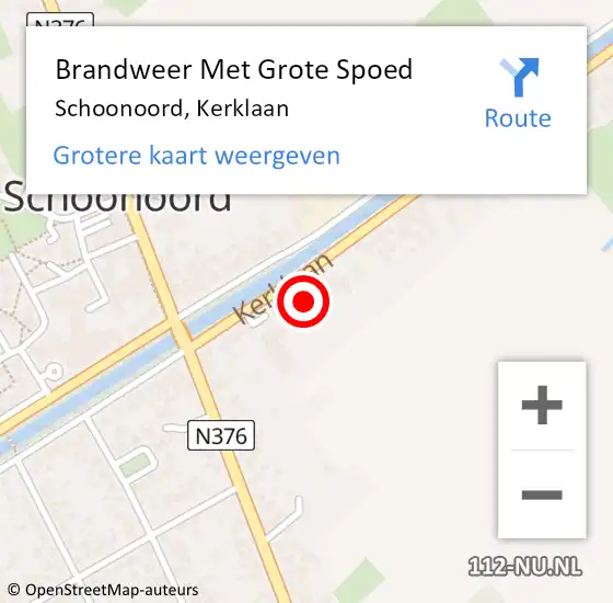 Locatie op kaart van de 112 melding: Brandweer Met Grote Spoed Naar Schoonoord, Kerklaan op 1 december 2021 15:36