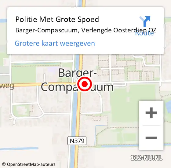 Locatie op kaart van de 112 melding: Politie Met Grote Spoed Naar Barger-Compascuum, Verlengde Oosterdiep OZ op 1 december 2021 15:39