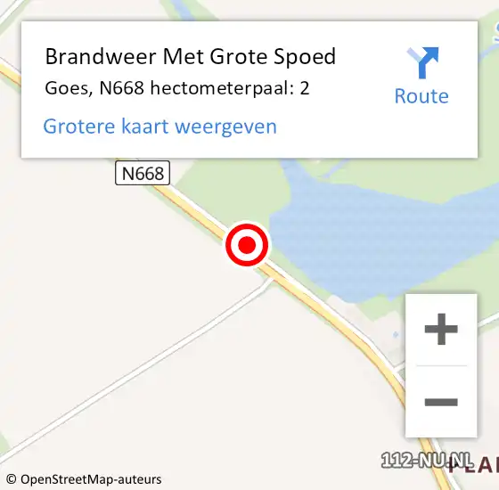 Locatie op kaart van de 112 melding: Brandweer Met Grote Spoed Naar Goes, N668 hectometerpaal: 2 op 1 december 2021 15:53