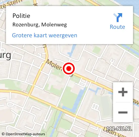 Locatie op kaart van de 112 melding: Politie Rozenburg, Molenweg op 1 december 2021 16:05