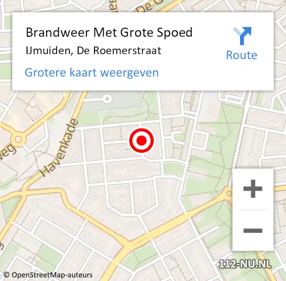 Locatie op kaart van de 112 melding: Brandweer Met Grote Spoed Naar IJmuiden, De Roemerstraat op 1 december 2021 16:31