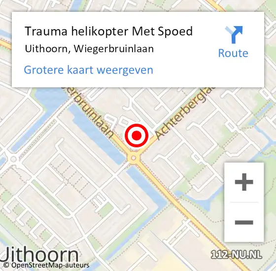 Locatie op kaart van de 112 melding: Trauma helikopter Met Spoed Naar Uithoorn, Wiegerbruinlaan op 1 december 2021 16:45