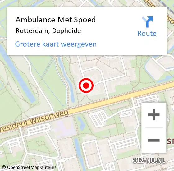 Locatie op kaart van de 112 melding: Ambulance Met Spoed Naar Rotterdam, Dopheide op 1 december 2021 16:50