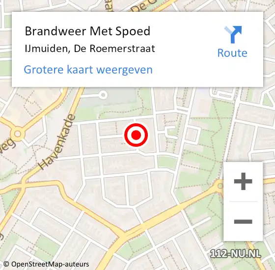 Locatie op kaart van de 112 melding: Brandweer Met Spoed Naar IJmuiden, De Roemerstraat op 1 december 2021 17:00