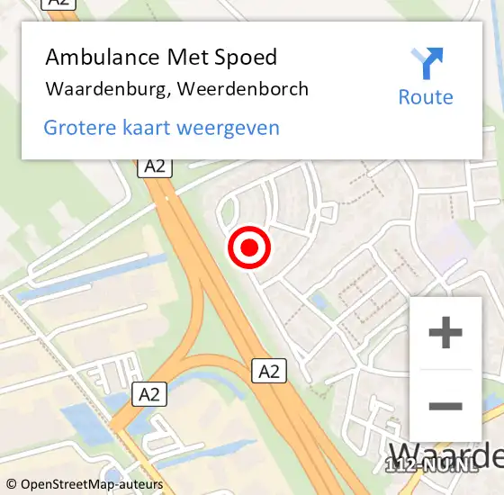 Locatie op kaart van de 112 melding: Ambulance Met Spoed Naar Waardenburg, Weerdenborch op 1 december 2021 17:14