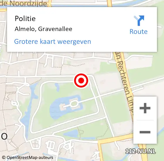 Locatie op kaart van de 112 melding: Politie Almelo, Gravenallee op 1 december 2021 17:18