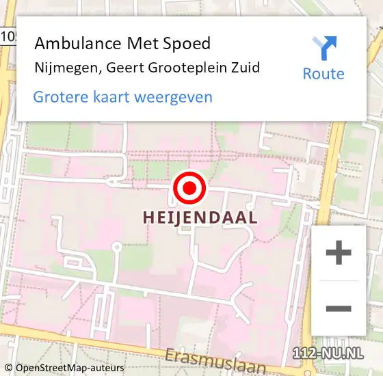 Locatie op kaart van de 112 melding: Ambulance Met Spoed Naar Nijmegen, Geert Grooteplein Zuid op 1 december 2021 17:22
