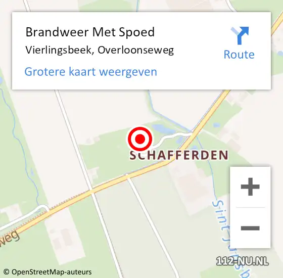 Locatie op kaart van de 112 melding: Brandweer Met Spoed Naar Vierlingsbeek, Overloonseweg op 1 december 2021 17:27